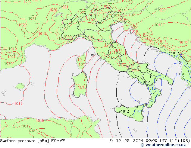 Surface pressure ECMWF Fr 10.05.2024 00 UTC