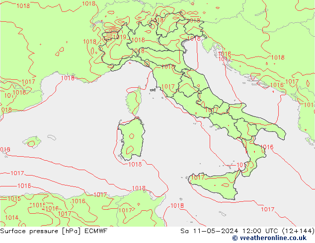 Surface pressure ECMWF Sa 11.05.2024 12 UTC