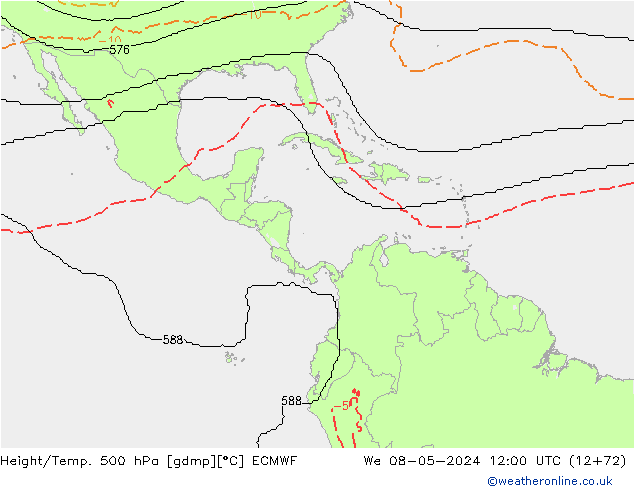 Yükseklik/Sıc. 500 hPa ECMWF Çar 08.05.2024 12 UTC