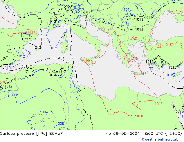 ciśnienie ECMWF pon. 06.05.2024 18 UTC