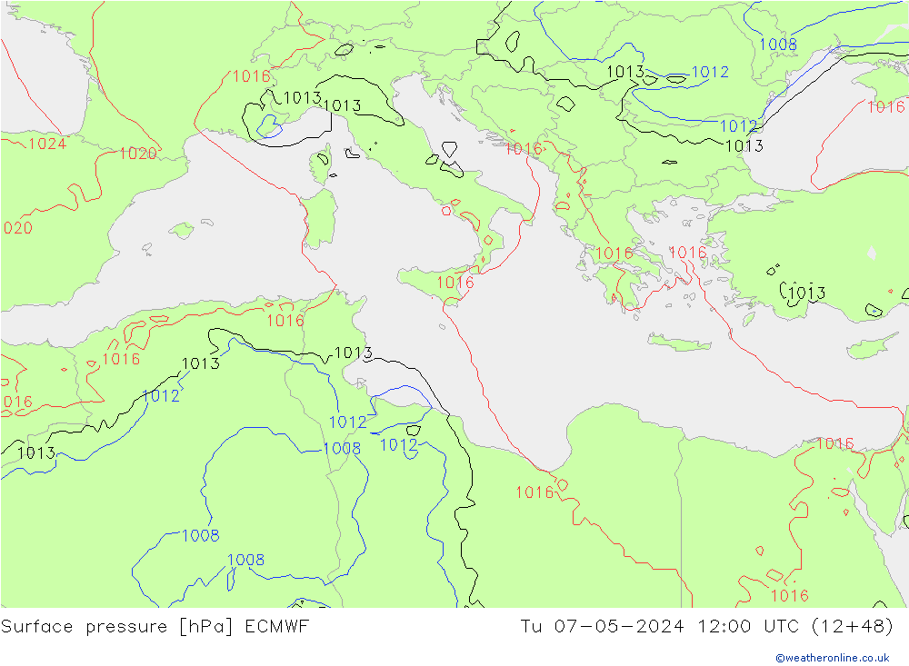 Yer basıncı ECMWF Sa 07.05.2024 12 UTC