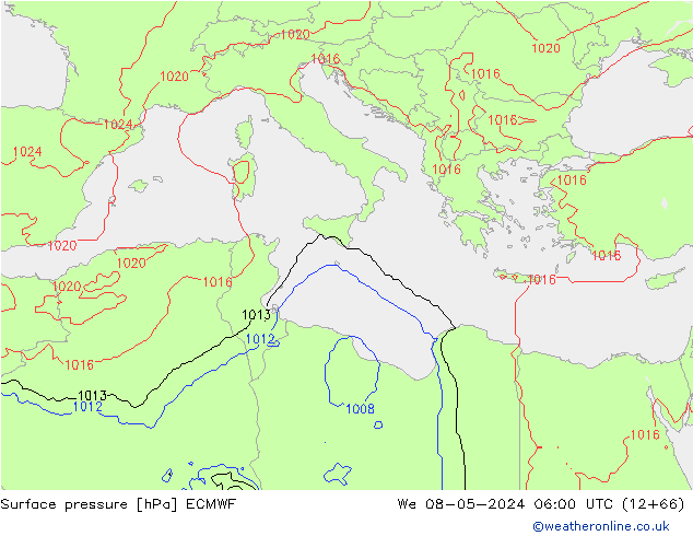 Yer basıncı ECMWF Çar 08.05.2024 06 UTC