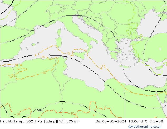 Yükseklik/Sıc. 500 hPa ECMWF Paz 05.05.2024 18 UTC