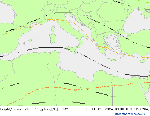 Yükseklik/Sıc. 500 hPa ECMWF Sa 14.05.2024 00 UTC