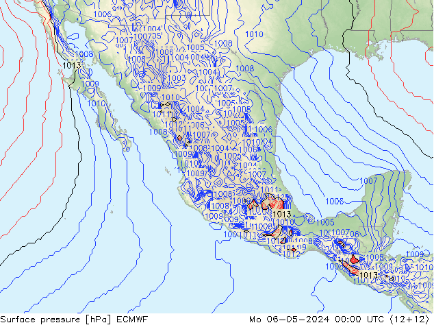 Presión superficial ECMWF lun 06.05.2024 00 UTC