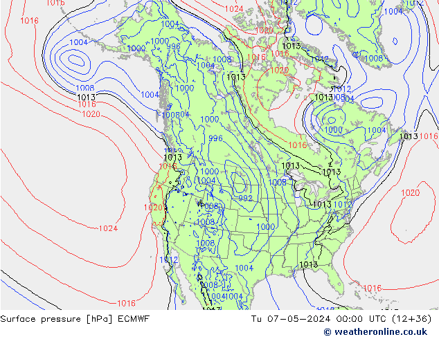 Surface pressure ECMWF Tu 07.05.2024 00 UTC