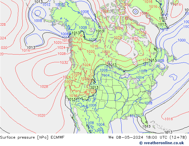 Atmosférický tlak ECMWF St 08.05.2024 18 UTC