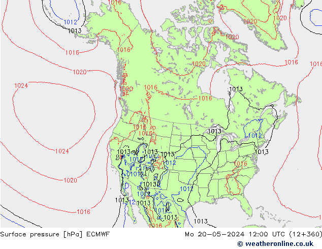 Bodendruck ECMWF Mo 20.05.2024 12 UTC