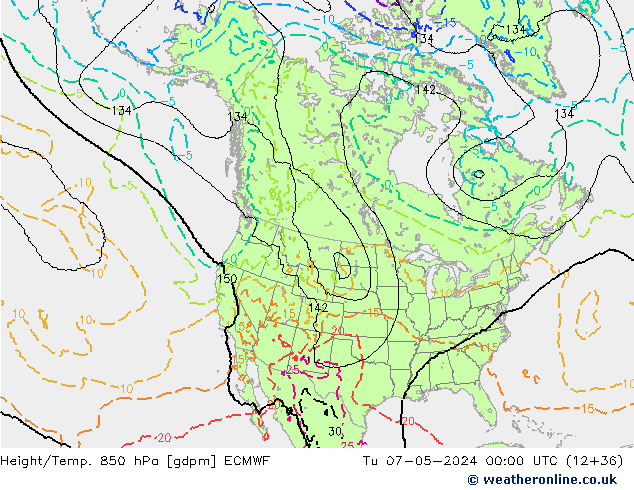 Height/Temp. 850 hPa ECMWF Di 07.05.2024 00 UTC