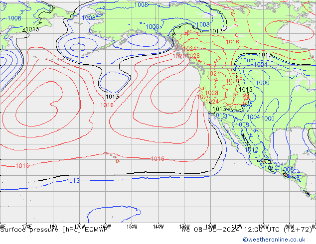 Atmosférický tlak ECMWF St 08.05.2024 12 UTC