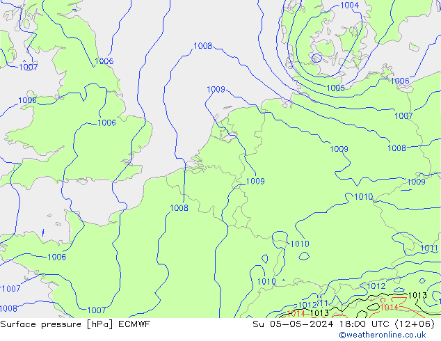 Pressione al suolo ECMWF dom 05.05.2024 18 UTC