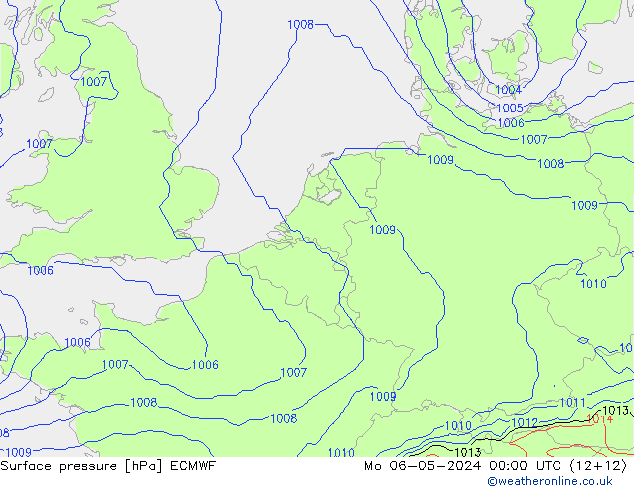 Presión superficial ECMWF lun 06.05.2024 00 UTC