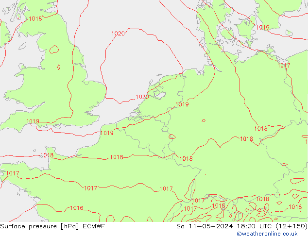 Pressione al suolo ECMWF sab 11.05.2024 18 UTC