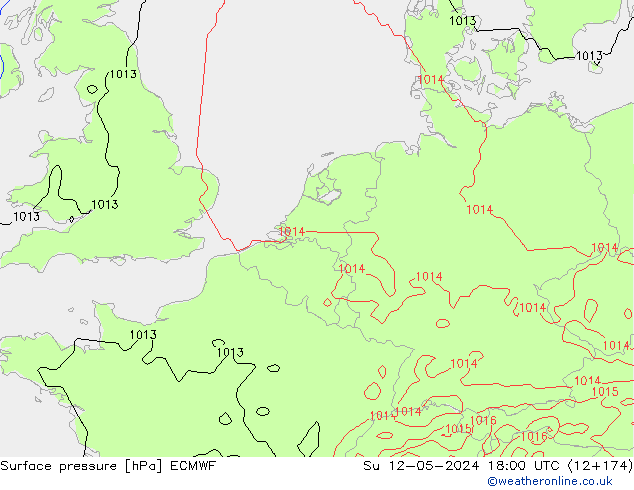 Presión superficial ECMWF dom 12.05.2024 18 UTC