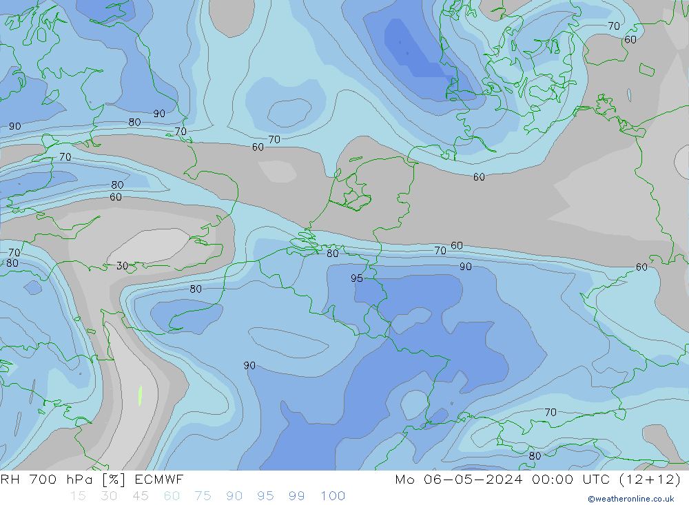 RH 700 hPa ECMWF Mo 06.05.2024 00 UTC