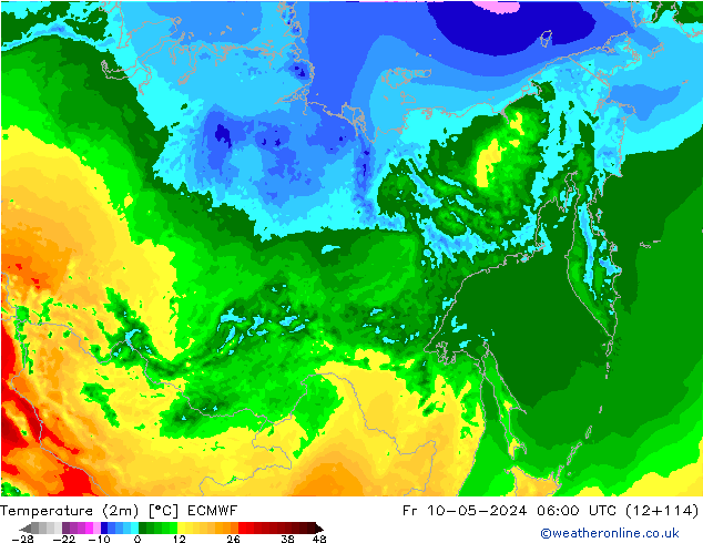 température (2m) ECMWF ven 10.05.2024 06 UTC