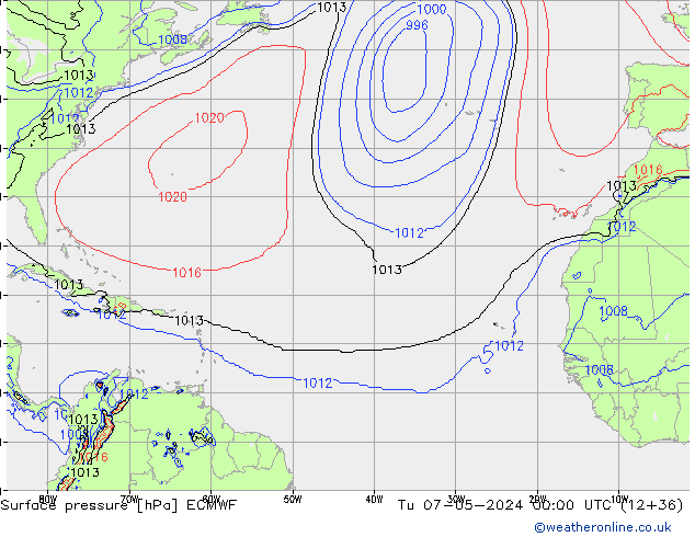 ciśnienie ECMWF wto. 07.05.2024 00 UTC
