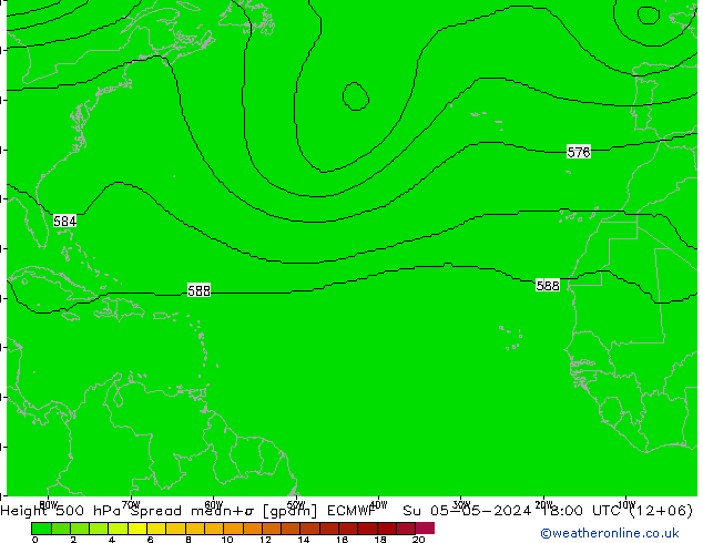 500 hPa Yüksekliği Spread ECMWF Paz 05.05.2024 18 UTC