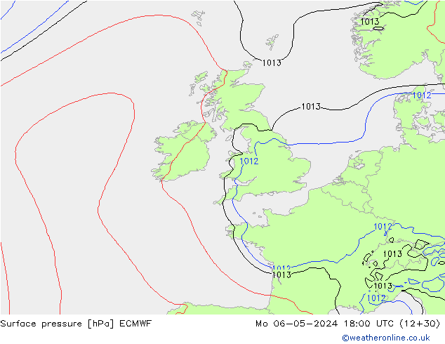 Surface pressure ECMWF Mo 06.05.2024 18 UTC