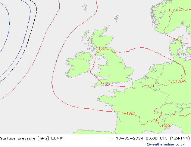 pressão do solo ECMWF Sex 10.05.2024 06 UTC