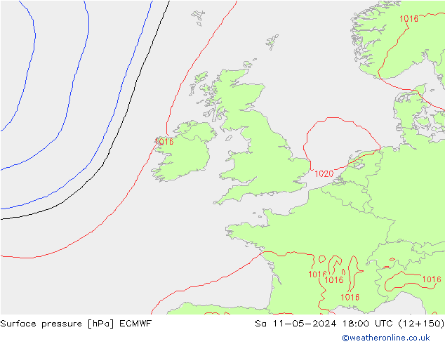 pressão do solo ECMWF Sáb 11.05.2024 18 UTC