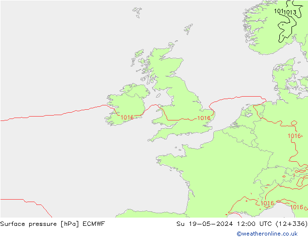 Presión superficial ECMWF dom 19.05.2024 12 UTC