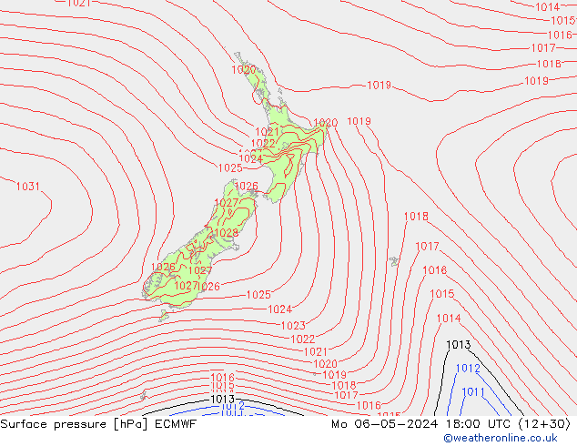 Yer basıncı ECMWF Pzt 06.05.2024 18 UTC