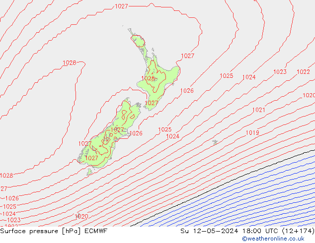 Surface pressure ECMWF Su 12.05.2024 18 UTC