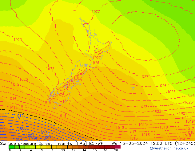 Yer basıncı Spread ECMWF Çar 15.05.2024 12 UTC