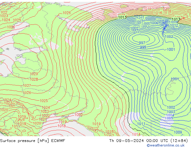 Surface pressure ECMWF Th 09.05.2024 00 UTC