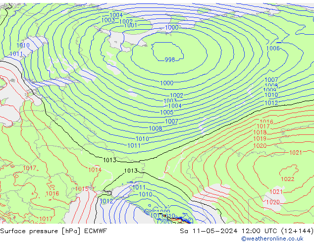 ciśnienie ECMWF so. 11.05.2024 12 UTC