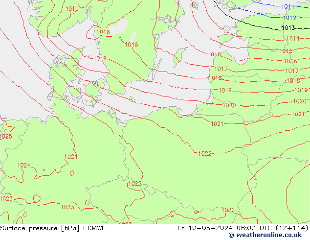 pressão do solo ECMWF Sex 10.05.2024 06 UTC