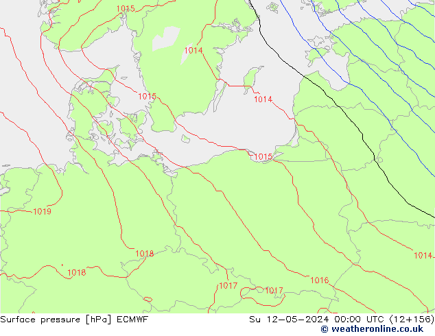 Presión superficial ECMWF dom 12.05.2024 00 UTC