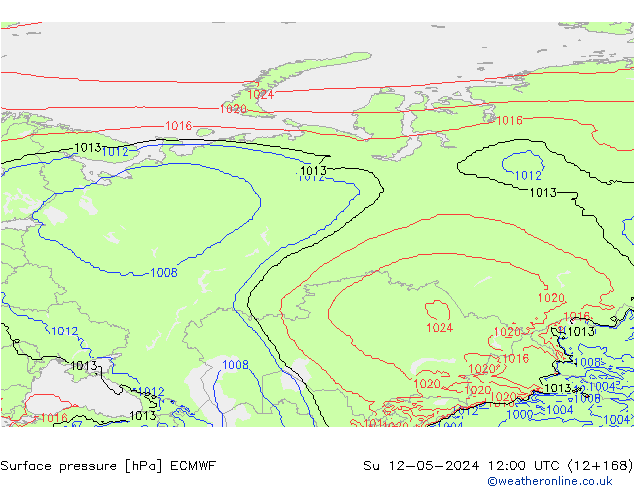 Surface pressure ECMWF Su 12.05.2024 12 UTC