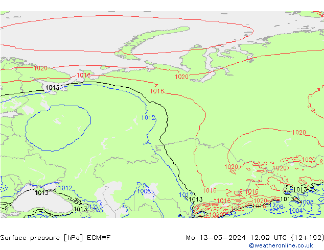 Pressione al suolo ECMWF lun 13.05.2024 12 UTC