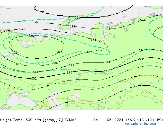 Height/Temp. 500 hPa ECMWF  11.05.2024 18 UTC