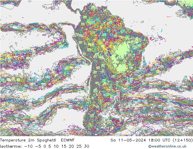 Temperaturkarte Spaghetti ECMWF Sa 11.05.2024 18 UTC