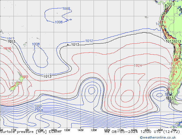 pression de l'air ECMWF mer 08.05.2024 12 UTC