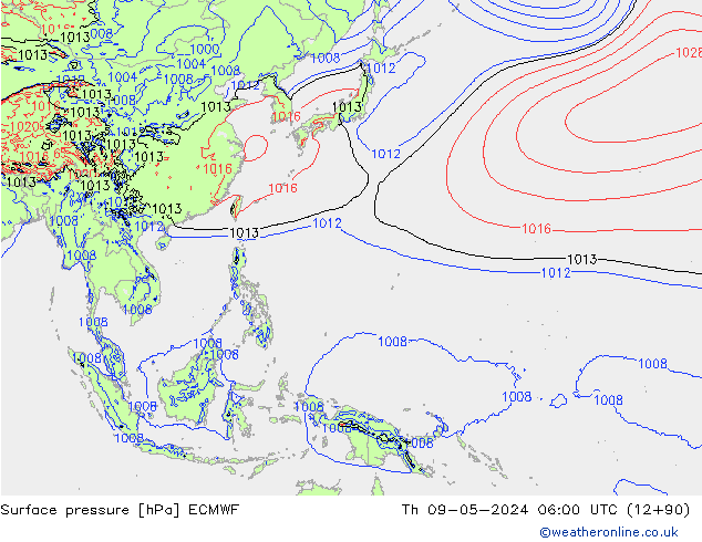 Yer basıncı ECMWF Per 09.05.2024 06 UTC