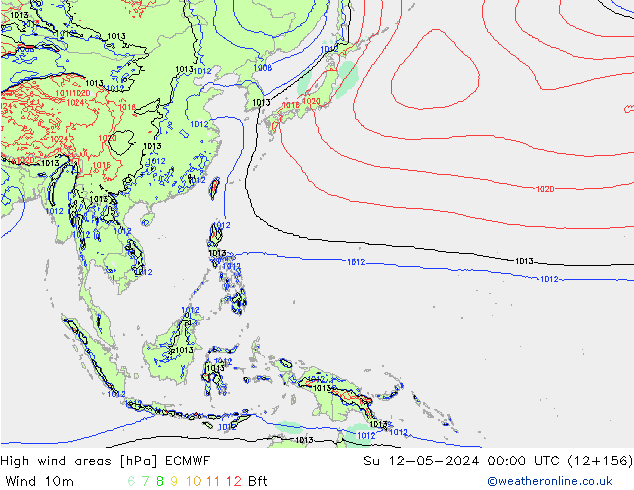 High wind areas ECMWF dim 12.05.2024 00 UTC