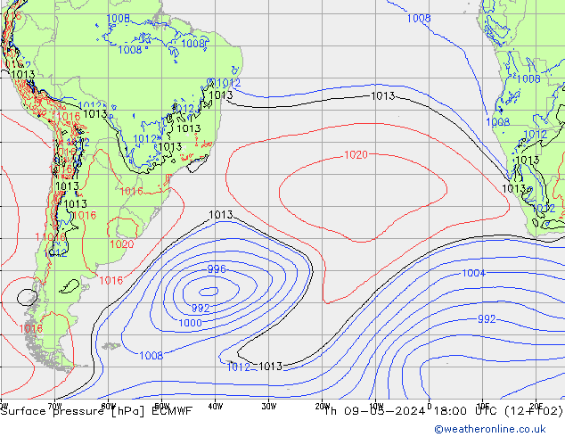 приземное давление ECMWF чт 09.05.2024 18 UTC