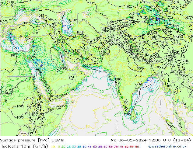 Isotachs (kph) ECMWF Mo 06.05.2024 12 UTC