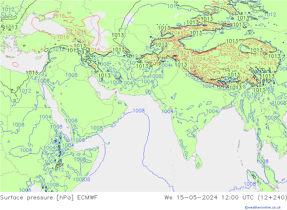 Yer basıncı ECMWF Çar 15.05.2024 12 UTC