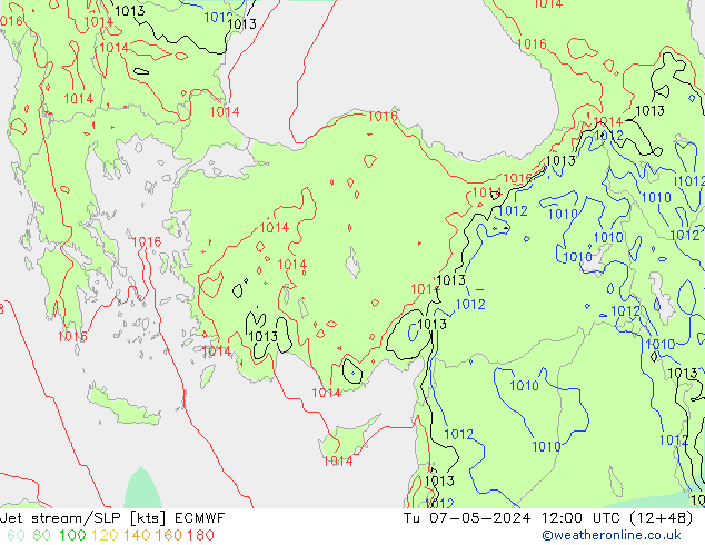 джет/приземное давление ECMWF вт 07.05.2024 12 UTC