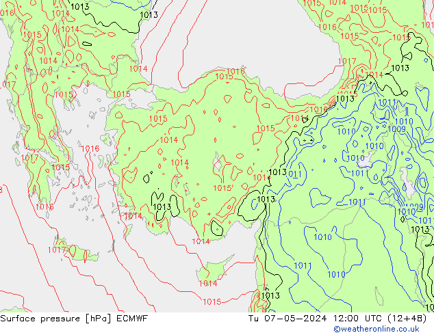 Presión superficial ECMWF mar 07.05.2024 12 UTC