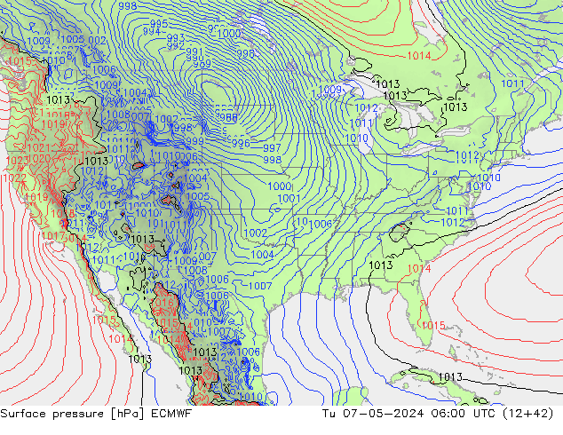 Atmosférický tlak ECMWF Út 07.05.2024 06 UTC