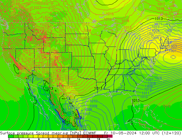 Yer basıncı Spread ECMWF Cu 10.05.2024 12 UTC