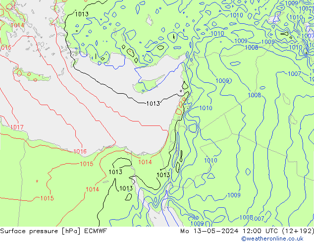 Surface pressure ECMWF Mo 13.05.2024 12 UTC