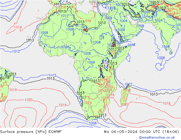 Pressione al suolo ECMWF lun 06.05.2024 00 UTC