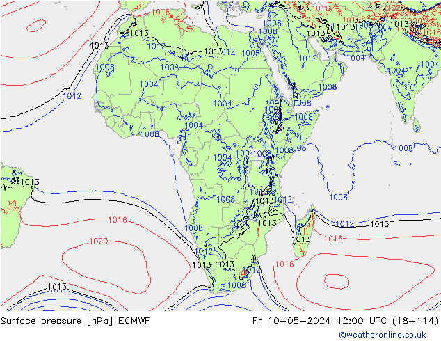 ciśnienie ECMWF pt. 10.05.2024 12 UTC